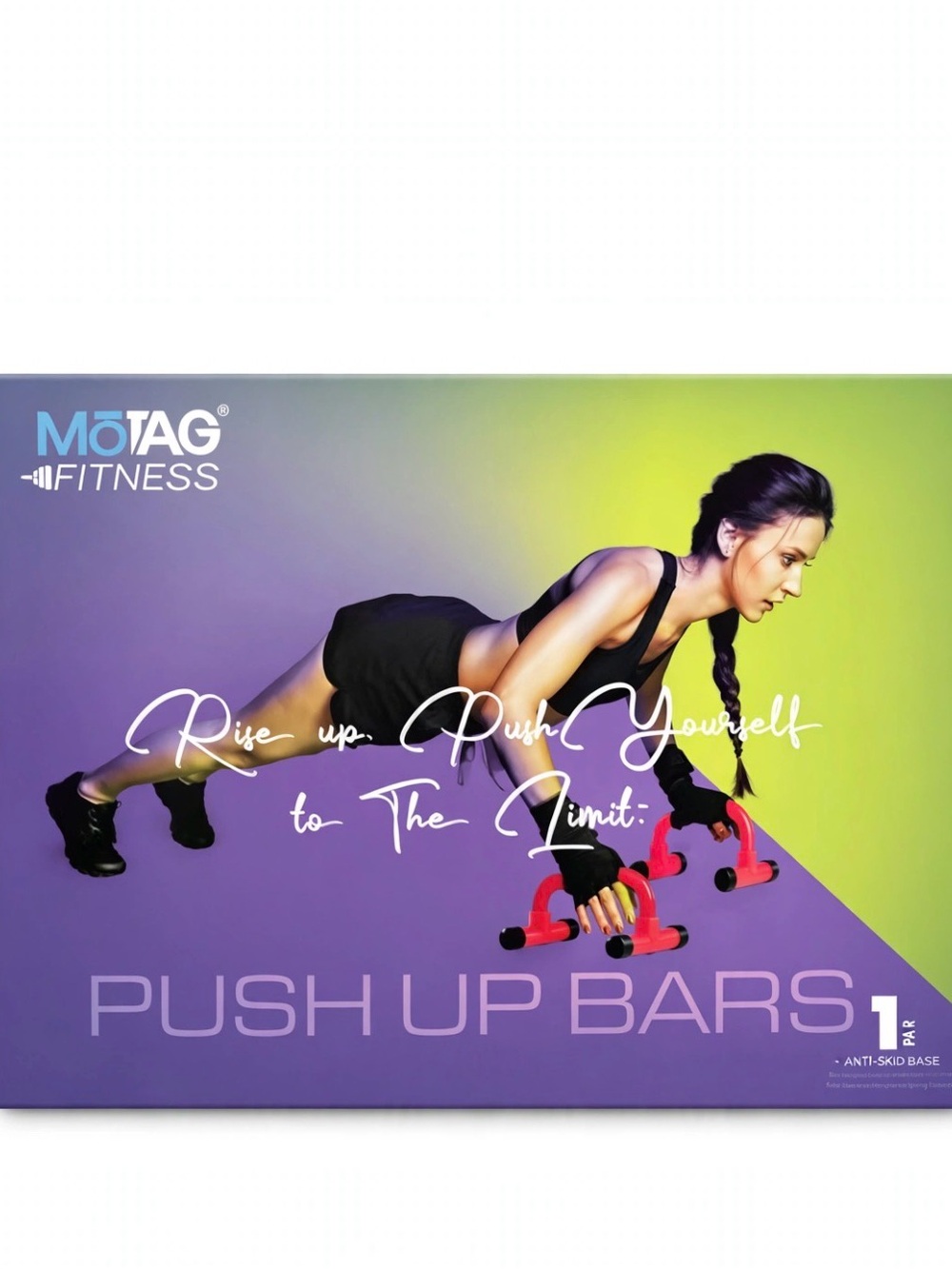 MoTAG Fitness Push Up Bars - Black and Red